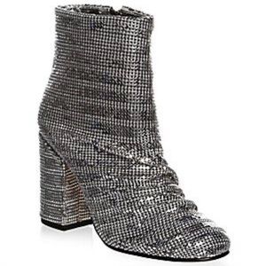 SCHUTZ  TAISE RUCHED, metallic dark silver , like chain over the shoes ,